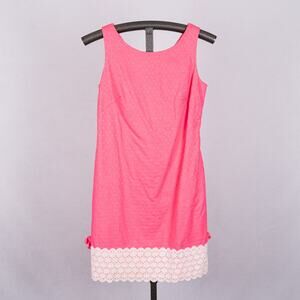 Lilly Pulitzer Fitch Jacquard Sheath Dress Size 4 Hottie Pink 91753 Crochet Lace